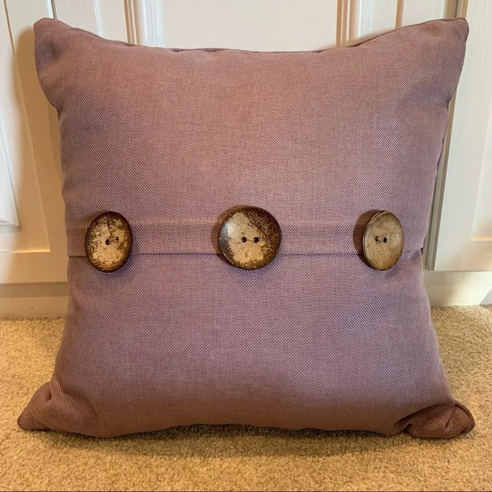 Plum‎ Colored Accent Pillow With Buttons Removable Cover